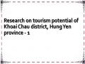Research on tourism potential of Khoai Chau district, Hung Yen province - 1