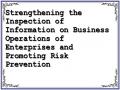 Strengthening the Inspection of Information on Business Operations of Enterprises and Promoting Risk Prevention