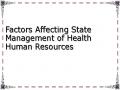 Factors Affecting State Management of Health Human Resources