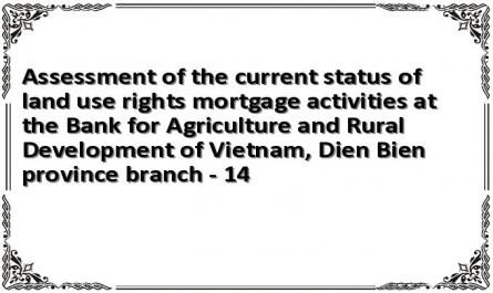 Assessment of the current status of land use rights mortgage activities at the Bank for Agriculture and Rural Development of Vietnam, Dien Bien province branch - 14