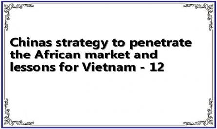 Chinas strategy to penetrate the African market and lessons for Vietnam - 12
