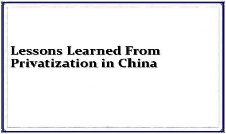 Lessons Learned From Privatization in China