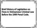 Brief History of Legislation on Fines in Vietnamese Criminal Law Before the 1999 Penal Code.