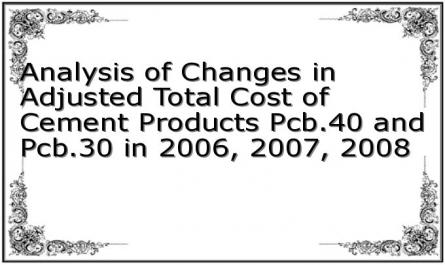 Analysis of Changes in Adjusted Total Cost of Cement Products Pcb.40 and Pcb.30 in 2006, 2007, 2008