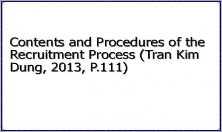 Contents and Procedures of the Recruitment Process (Tran Kim Dung, 2013, P.111)