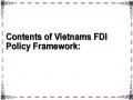 Contents of Vietnams FDI Policy Framework: