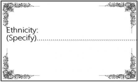 Ethnicity: (Specify)..........................................................................