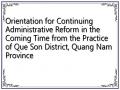 Orientation for Continuing Administrative Reform in the Coming Time from the Practice of Que Son District, Quang Nam Province