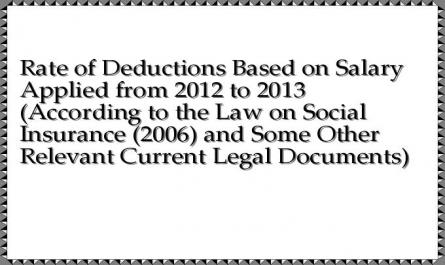 Rate of Deductions Based on Salary Applied from 2012 to 2013 (According to the Law on Social Insurance (2006) and Some Other Relevant Current Legal Documents)