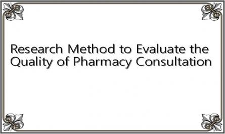 Research Method to Evaluate the Quality of Pharmacy Consultation