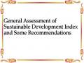 General Assessment of Sustainable Development Index and Some Recommendations