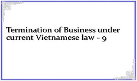 Termination of Business under current Vietnamese law - 9