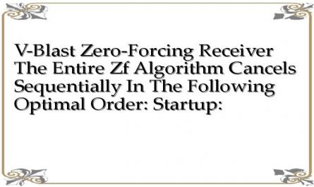 V-Blast Zero-Forcing Receiver The Entire Zf Algorithm Cancels Sequentially In The Following Optimal Order: Startup: