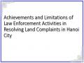 Achievements and Limitations of Law Enforcement Activities in Resolving Land Complaints in Hanoi City