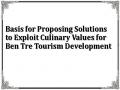 Basis for Proposing Solutions to Exploit Culinary Values for Ben Tre Tourism Development