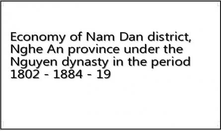 Economy of Nam Dan district, Nghe An province under the Nguyen dynasty in the period 1802 - 1884 - 19