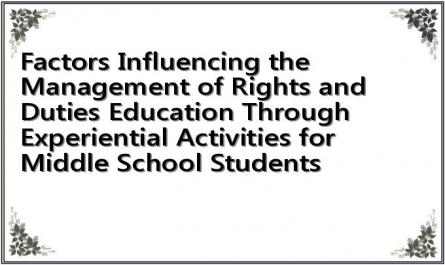 Factors Influencing the Management of Rights and Duties Education Through Experiential Activities for Middle School Students