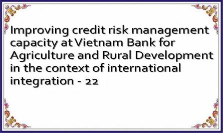 Improving credit risk management capacity at Vietnam Bank for Agriculture and Rural Development in the context of international integration - 22