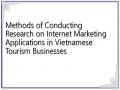 Methods of Conducting Research on Internet Marketing Applications in Vietnamese Tourism Businesses