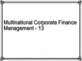 Multinational Corporate Finance Management - 13