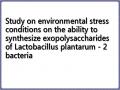 Study on environmental stress conditions on the ability to synthesize exopolysaccharides of Lactobacillus plantarum - 2 bacteria