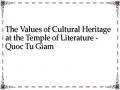 The Values ​​of Cultural Heritage at the Temple of Literature - Quoc Tu Giam