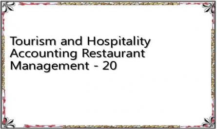 Tourism and Hospitality Accounting Restaurant Management - 20