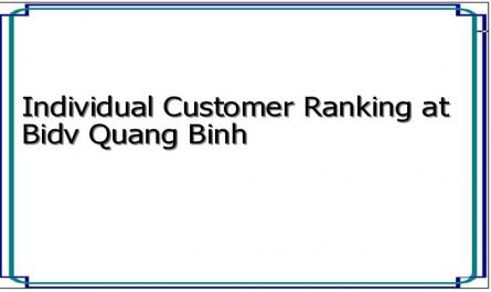 Individual Customer Ranking at Bidv Quang Binh