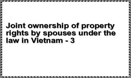 Joint ownership of property rights by spouses under the law in Vietnam - 3
