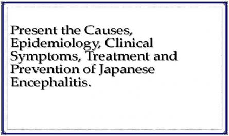 Present the Causes, Epidemiology, Clinical Symptoms, Treatment and Prevention of Japanese Encephalitis.