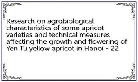 Research on agrobiological characteristics of some apricot varieties and technical measures affecting the growth and flowering of Yen Tu yellow apricot in Hanoi - 22