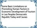 Some Basic Limitations on Promoting Human Factors in Economic Development of Tourism in Lao Peoples Democratic Republic Today and Causes