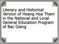 Literary and Historical Version of Hoang Hoa Tham in the National and Local General Education Program of Bac Giang