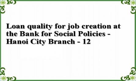 Loan quality for job creation at the Bank for Social Policies - Hanoi City Branch - 12