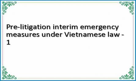 Pre-litigation interim emergency measures under Vietnamese law - 1