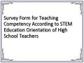 Survey Form for Teaching Competency According to STEM Education Orientation of High School Teachers