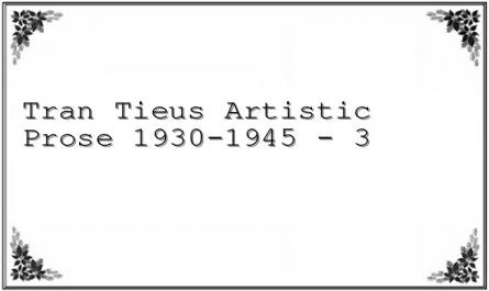 Tran Tieu's Artistic Prose 1930-1945 - 3