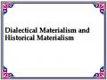 Dialectical Materialism and Historical Materialism