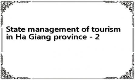 State management of tourism in Ha Giang province - 2
