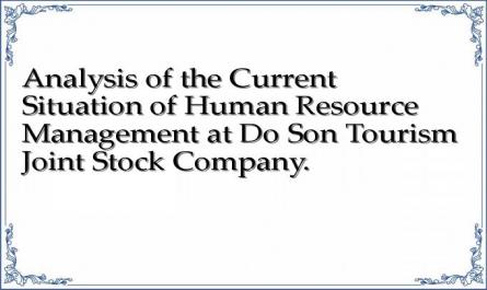 Analysis of the Current Situation of Human Resource Management at Do Son Tourism Joint Stock Company.