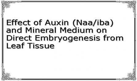 Effect of Auxin (Naa/iba) and Mineral Medium on Direct Embryogenesis from Leaf Tissue