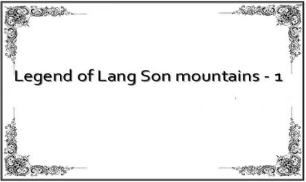 Legend of Lang Son mountains - 1