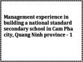 Management experience in building a national standard secondary school in Cam Pha city, Quang Ninh province - 1