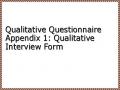 Qualitative Questionnaire Appendix 1: Qualitative Interview Form