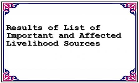 Results of List of Important and Affected Livelihood Sources