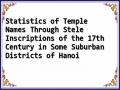 Statistics of Temple Names Through Stele Inscriptions of the 17th Century in Some Suburban Districts of Hanoi