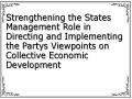 Strengthening the States Management Role in Directing and Implementing the Partys Viewpoints on Collective Economic Development