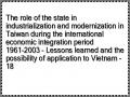 The role of the state in industrialization and modernization in Taiwan during the international economic integration period 1961-2003 - Lessons learned and the possibility of application to Vietnam - 18