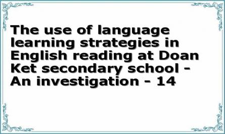 The use of language learning strategies in English reading at Doan Ket secondary school - An investigation - 14