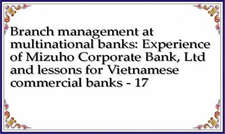 Branch management at multinational banks: Experience of Mizuho Corporate Bank, Ltd and lessons for Vietnamese commercial banks - 17